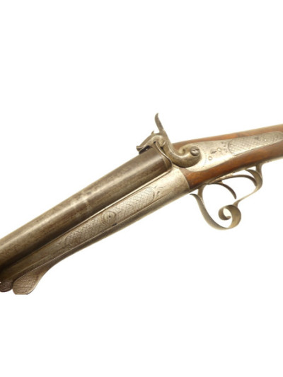 FUSIL DE CHASSE JUXTAPOSE A BROCHE VERNEY-CARRON.