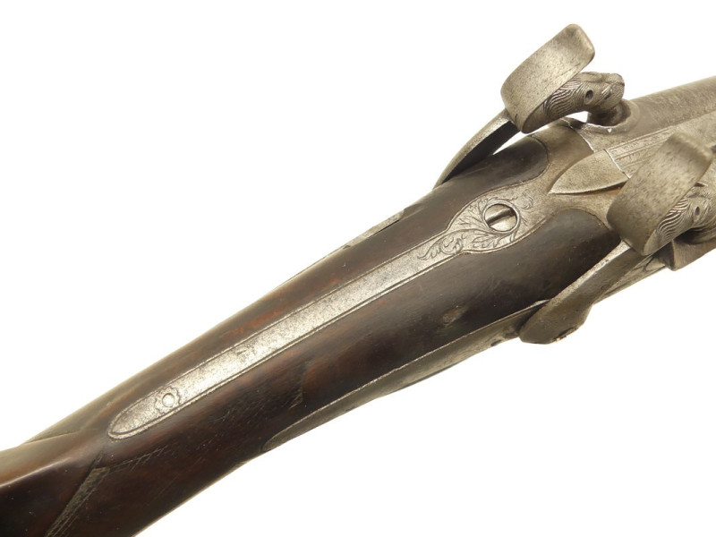 FUSIL DE CHASSE JUXTAPOSE A PERCUSSION XIXe. FUSIL DE CHASSE JUXTAPOSE A PERCUSSION XIXe.