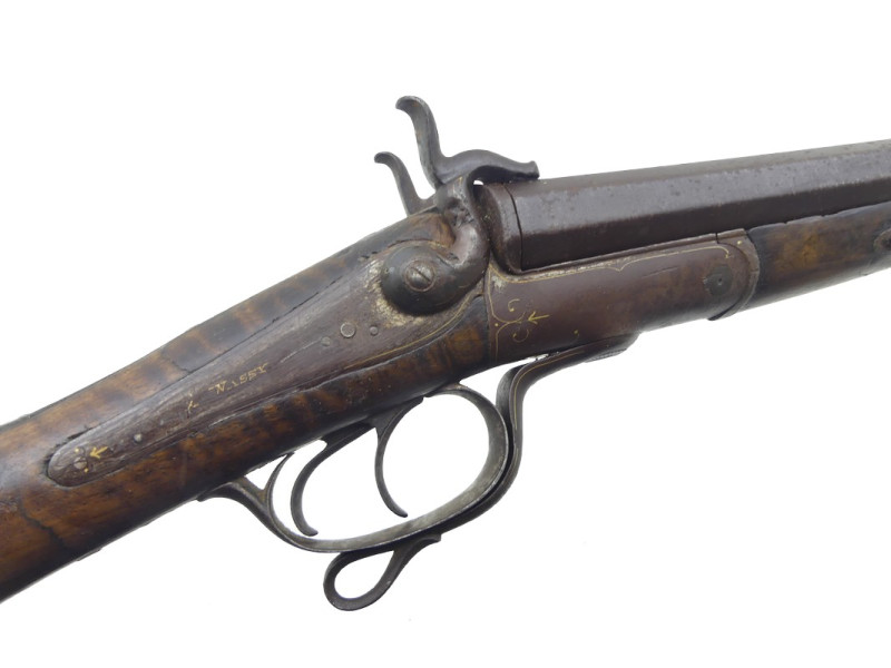 FUSIL DE CHASSE JUXTAPOSE A BROCHE.