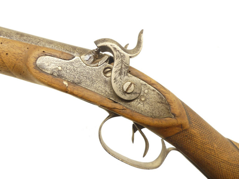 FUSIL DE CHASSE JUXTAPOSE A PERCUSSION.