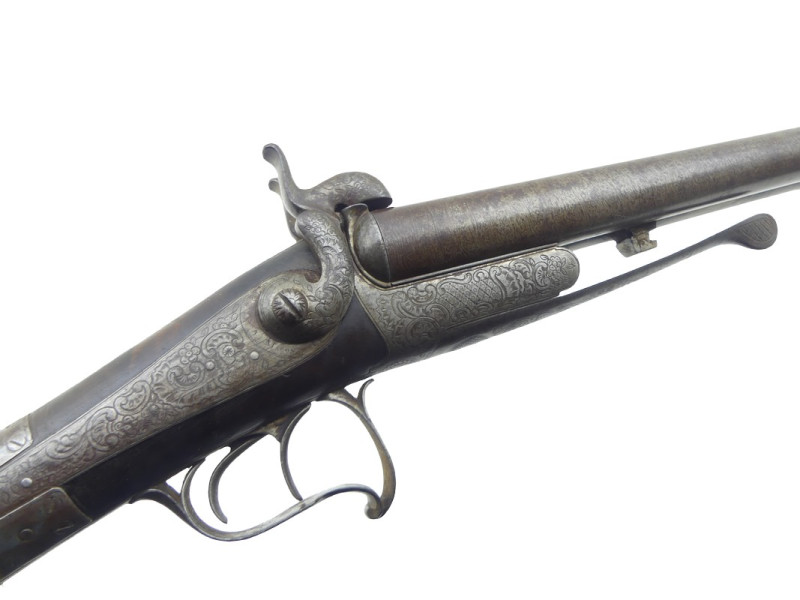 FUSIL DE CHASSE JUXTAPOSE A BROCHE.