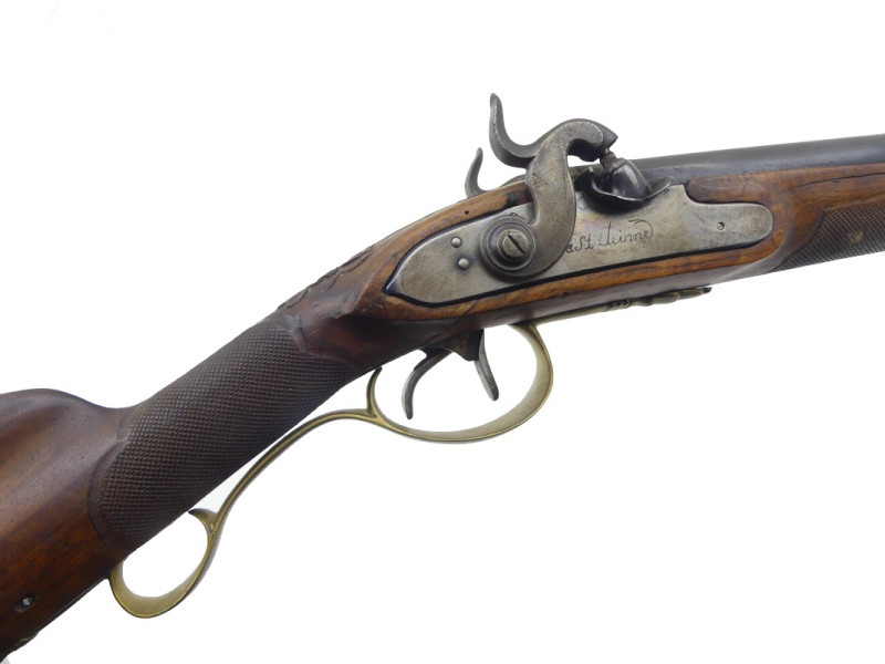 FUSIL DE CHASSE JUXTAPOSE XVIIIe TRANSFORME A PERCUSSION.