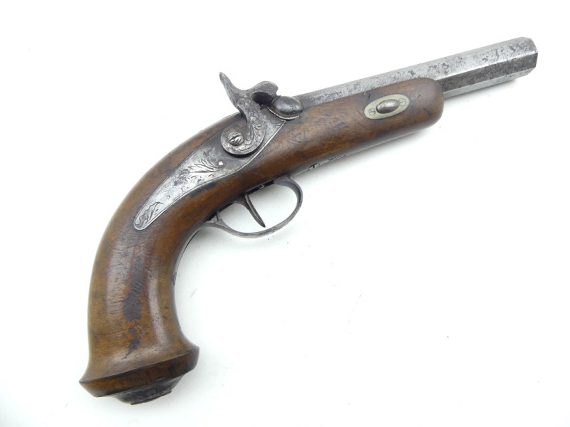 PISTOLET DE VOYAGE A PERCUSSION XIXe.