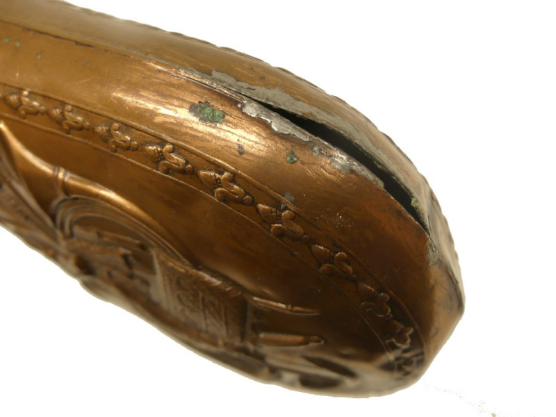 Ancienne Poire à Poudre En Cuivre - Sac à Plomb Chasse Vénerie - Militaria Soldat