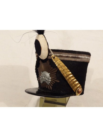COIFFURE MINIATURE SHAKO OFFICIER DE HUSSARDS PRUSSIENS PREMIER EMPIRE.
