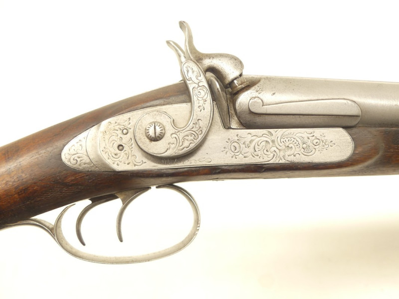 FUSIL DE CHASSE JUXTAPOSE A PERCUSSION PETER A GENEVE.